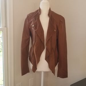 INC faux leather and suede open jacket